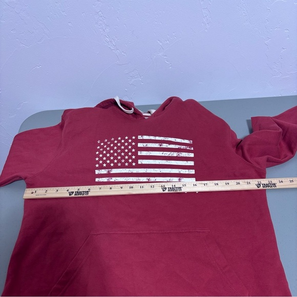 Life is Good Patriotic USA Flag Red Hoodie Sweatshirt Men's Medium Cotton Blend - Picture 7 of 8